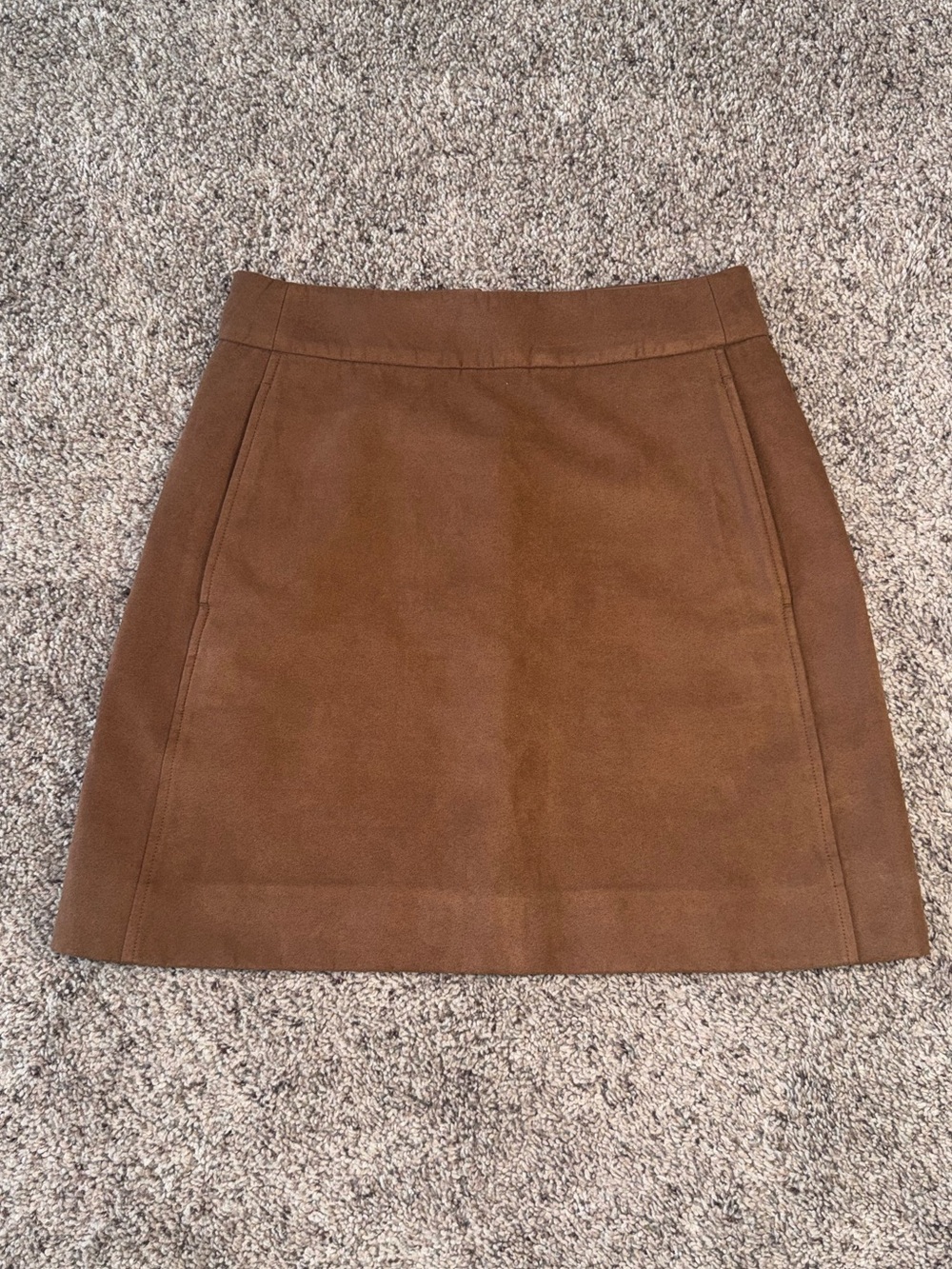 J. Crew Factory Brown Suede A-Line Mini Skirt